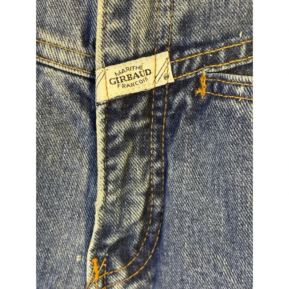 VTG 90's MARITHE FRANCOIS GIRBAUD Blue Denim Long Shorts 7/8 High Rise USA